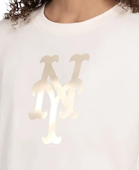 Starter Women's Cream New York Mets Pastels Boxy Cropped T-Shirt