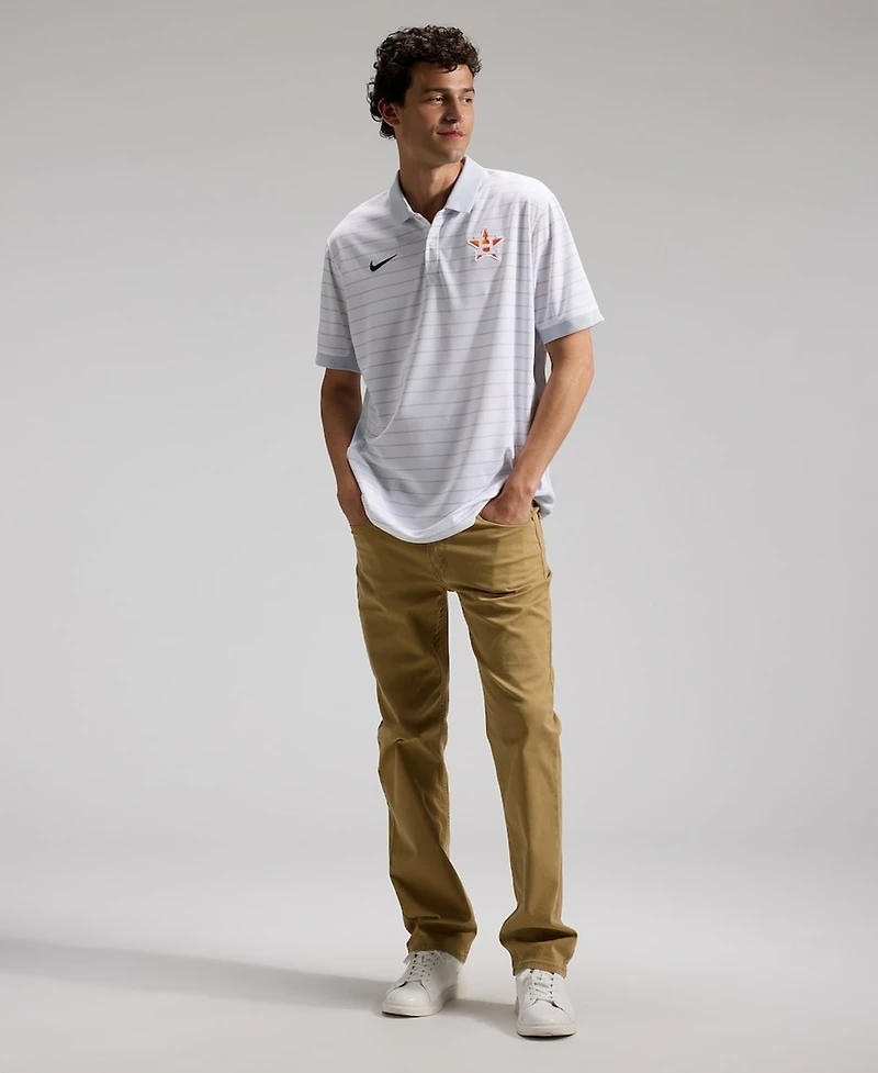 Nike Men's White Houston Astros Authentic Collection Striped Victory Dri-fit Polo Shirt
