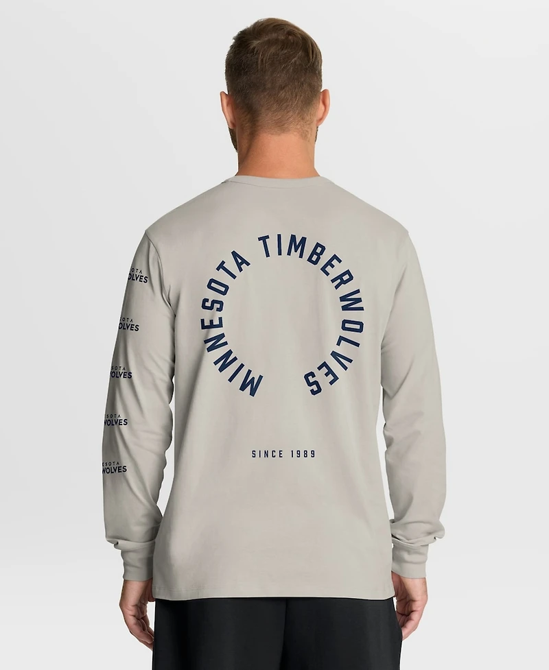 Fanatics Men's Cream Minnesota Timberwolves Crossover Collection Ball Screen Action Premium Long Sleeve T-Shirt