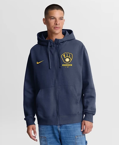 Nike Men's Navy Milwaukee Brewers Primetime Lockup Full-Zip Hoodie