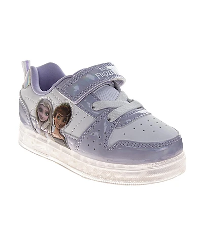 Disney Little Girls Frozen Sneakers Elsa and Anna Sparkle Detail Lightweight Running Adjustable Closure