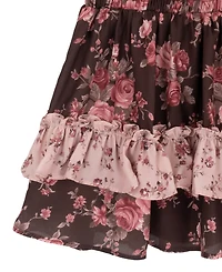 Rare Editions Girls' 7-16 Floral Crochet Sweater Vest and Tiered Skort, 2-Piece Set