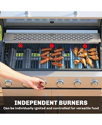 Outsunny 6 Burner Propane Gas Grill, Barbecue Grill with Side Burner