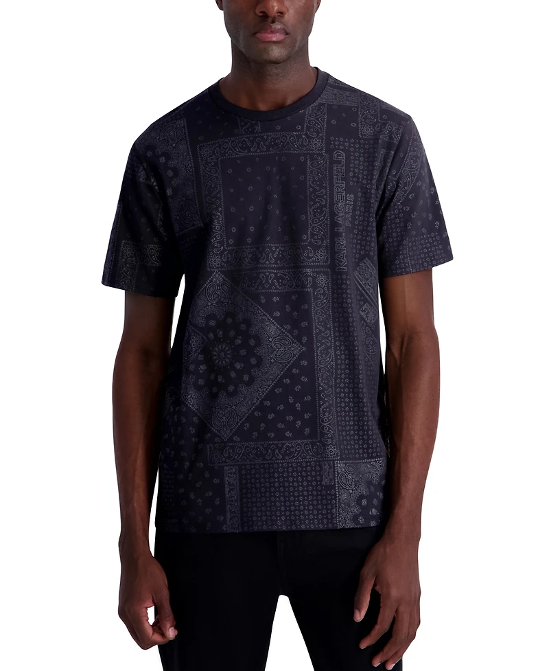 Karl Lagerfeld Paris Men's Bandana Print T-Shirt