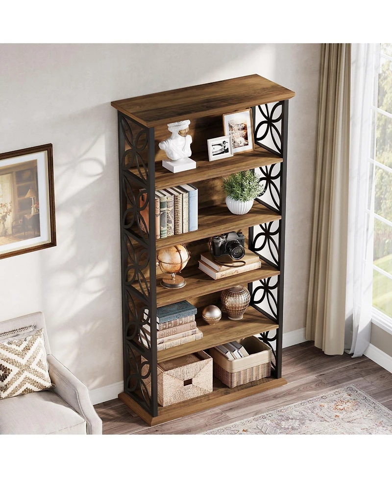 Slickblue Modern 6 Tier Bookcase with Metal Frame for Home Office