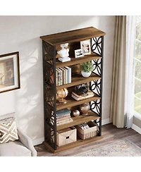 Slickblue Modern 6 Tier Bookcase with Metal Frame for Home Office