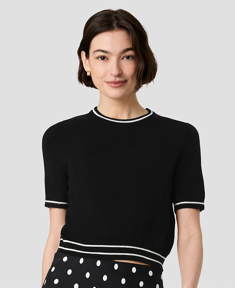 French Connection Women's Babysoft Short-Sleeve Rib Stripe Top