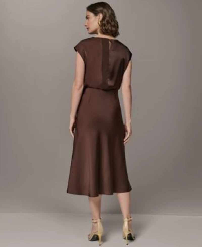 Donna Karan New York Petite Crewneck Sleeveless Blouse A Line Midi Skirt