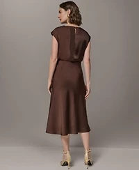 Donna Karan New York Petite Crewneck Sleeveless Blouse A Line Midi Skirt