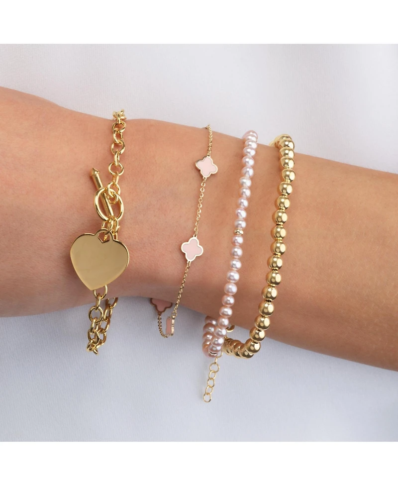 The Lovery Pink Pearl Round Bead Bracelet 14K Gold