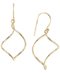 Italian Gold Open Work Marquise High Polished Drop Fish Hook Earrings in 10k Yellow Gold