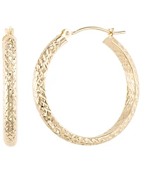 Italian Gold Round Inside-Out Diamond Cut Hoop Earrings in 10k Yellow Gold