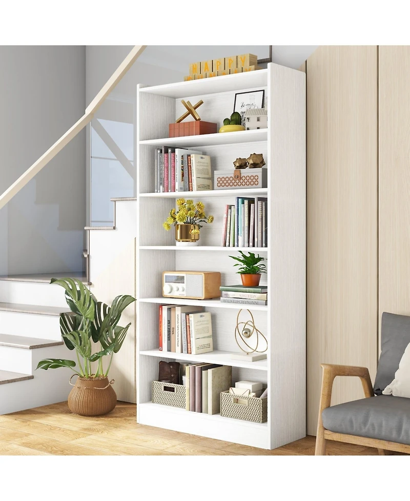 Slickblue Spacious Wood Bookshelf with 5 Open Shelves for Home Organization