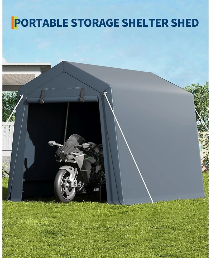 gaomon Portable Outdoor Storage Shed with Roll-Up Zipper Door and Vents, 240G Heavy-Duty Shelter Waterproof Pe Tarp