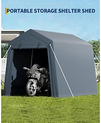 gaomon Portable Outdoor Storage Shed with Roll-Up Zipper Door and Vents, 240G Heavy-Duty Shelter Waterproof Pe Tarp