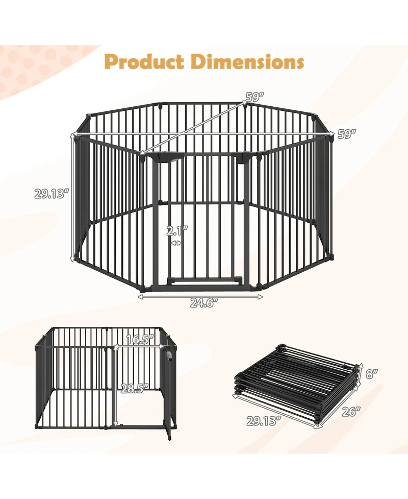 Cozito 8-Panel Extra Wide Adjustable Gate with Auto-Close Door