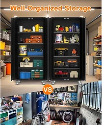 gaomon 71 Inch Storage Metal Cabinet with 4 Shelves, Adjustable Feet and Lock for Pantry Garage Craft Bedroom Office Shop