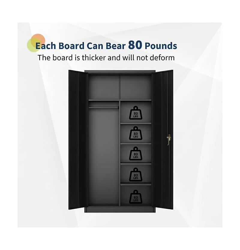 gaomon 74 Inch Heavy-Duty Steel Storage Cabinet, Freestanding Closet with Locking Doors, Adjustable Shelves