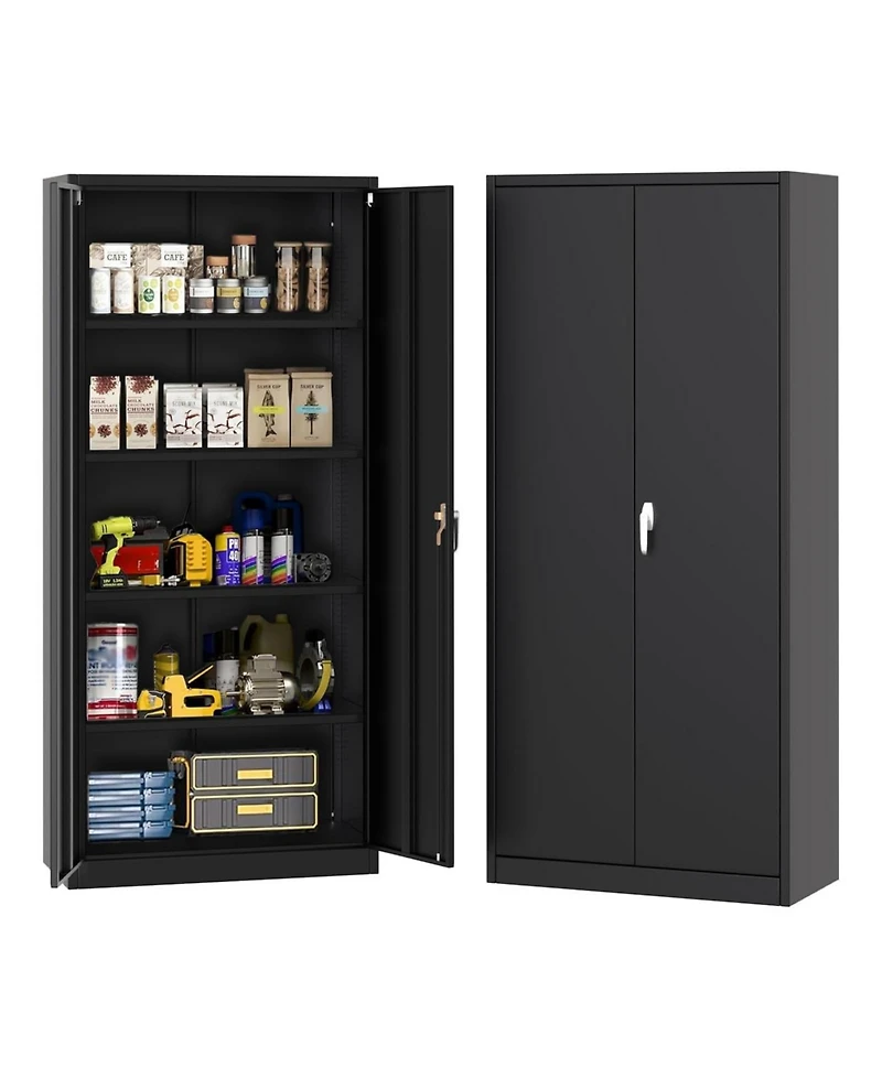 gaomon 72 Inch Lockable Metal Storage Cabinet with Adjustable Shelves, Heavy Duty Organizer for Garage Office Home Warehouse