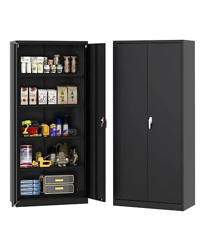 gaomon 72 Inch Lockable Metal Storage Cabinet with Adjustable Shelves, Heavy Duty Organizer for Garage Office Home Warehouse
