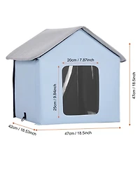 Cozito Heated Cat House, Small Outdoor Foldable Kitty Shelter with Timer and Heated Pad