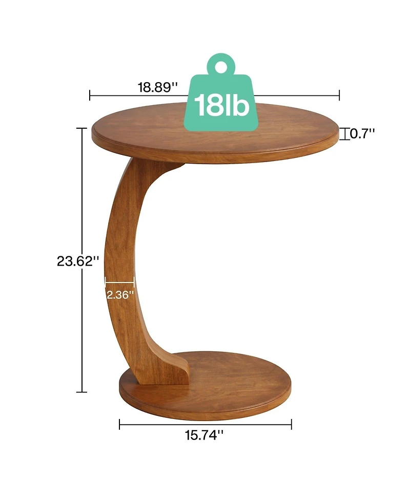 Slickblue Round Sofa Side Table with C Shaped Space Saving Design