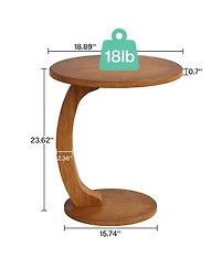 Slickblue Round Sofa Side Table with C Shaped Space Saving Design