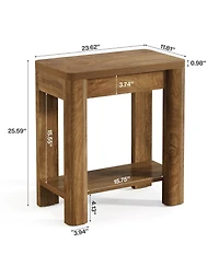 Slickblue Rustic Wood End Table with Storage for Living Room and Bedroom