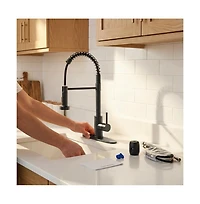 Phying Stainless Steel Kitchen Faucet Single Handle Single Hole or 3 Hole Industrial Pull Down Sprayer Faucet for Farmhouse Camper Rv Laundry Wet