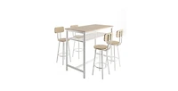 Flynama 5-Piece Kitchen Counter-Height Bar Table Set with 4 Stools, Storage Net for Small Spaces