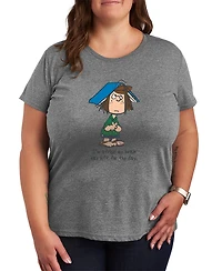 Hybrid Apparel Plus Peanuts Peppermint Patty Brain Left for the Day Graphic T-Shirt