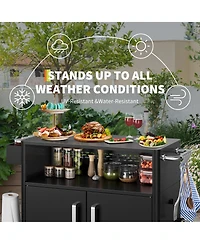 gaomon Stainless Steel Kitchen Cart with Storage Cabinet, Include Hooks, Spice Rack