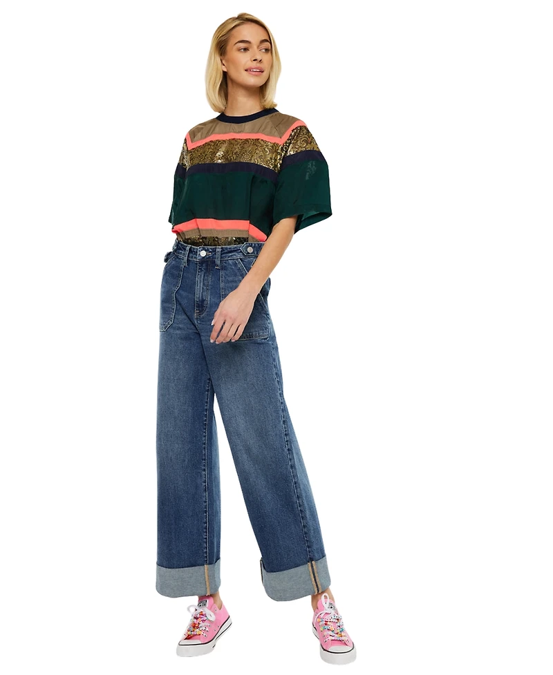 KanCan Women's Haylee Ultra High Rise 90's Wide Leg Jeans