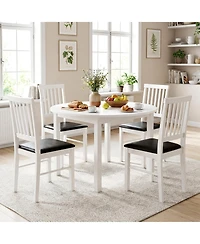 Gymax Dining Chairs Set of 4 With Hollowed Backrest Padded Seat and Rubber Wood Legs