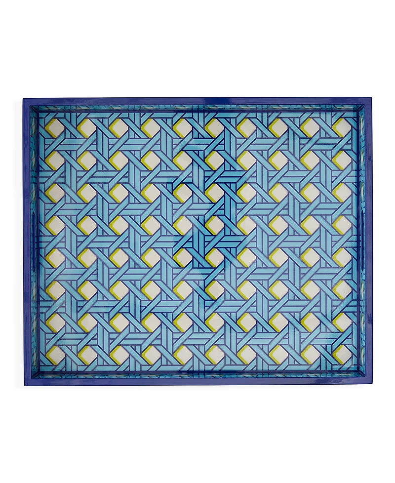 Jonathan Adler Basketweave 17" Lacquer Tray
