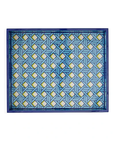 Jonathan Adler Basketweave 17" Lacquer Tray