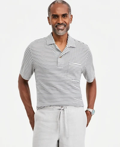 Club Room Men's Textured Knit Striped Popover Polo Shirt, Macy's Exclusive