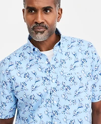 Club Room Men's Ketch Floral Poplin Short-Sleeve Shirt, Macy's Exclusive - Print