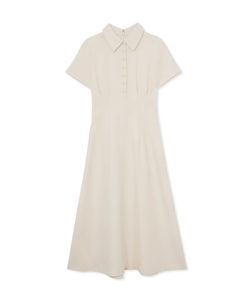 Reiss Women's Button-Neck Short-Sleeve Midi Dress