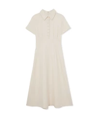 Reiss Women's Button-Neck Short-Sleeve Midi Dress