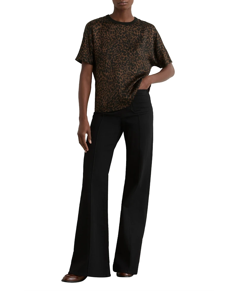 Reiss Women's Silk Animal-Print Short-Sleeve Top