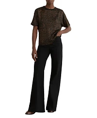 Reiss Women's Silk Animal-Print Short-Sleeve Top