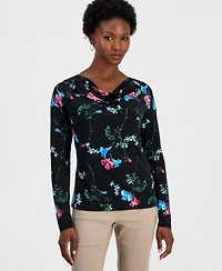 I.n.c. International Concepts Petite Floral-Print Cowl Neck Top, Macy's Exclusive