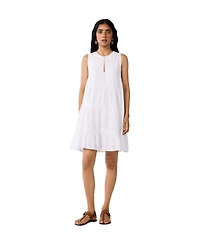 Reistor Women's Embroidered Everyday Sleeveless Short Tiered Dress