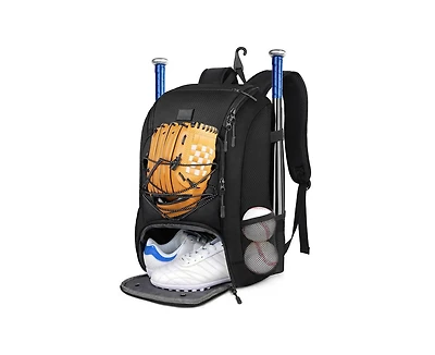 Furlihong 29L Baseball Backpack for Youth and Adult - Softball Bag with Shoe Compartment Fence Hook, Holds Bat, Mitten, Helmet, Caps Gear