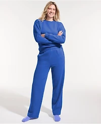 Lands' End Women's Petite Serious Sweats High Rise Relaxed Straight Leg Pants - Set Bottom