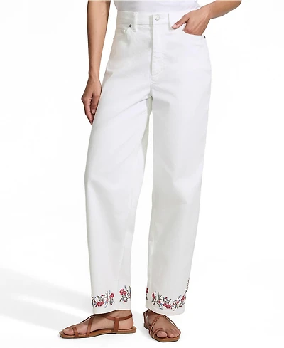 Lands' End Petite Denim High Rise Barrel Leg Ankle Jeans