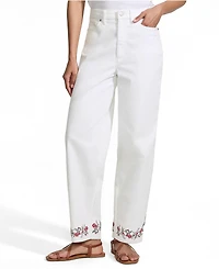 Lands' End Petite Denim High Rise Barrel Leg Ankle Jeans