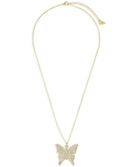 Sterling Forever Rhodium-Plated Brass Pave Cubic Zirconia Butterfly Pendant Necklace