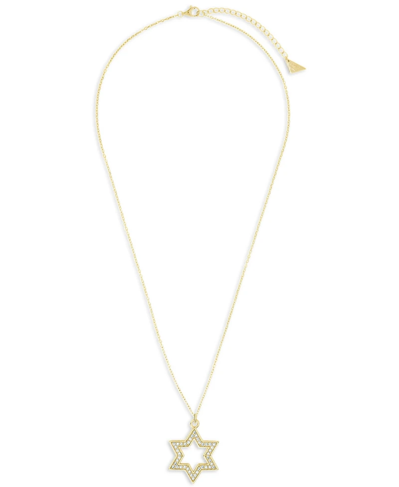 Sterling Forever Rhodium-Plated Brass Pave Cubic Zirconia Star of David Pendant Necklace